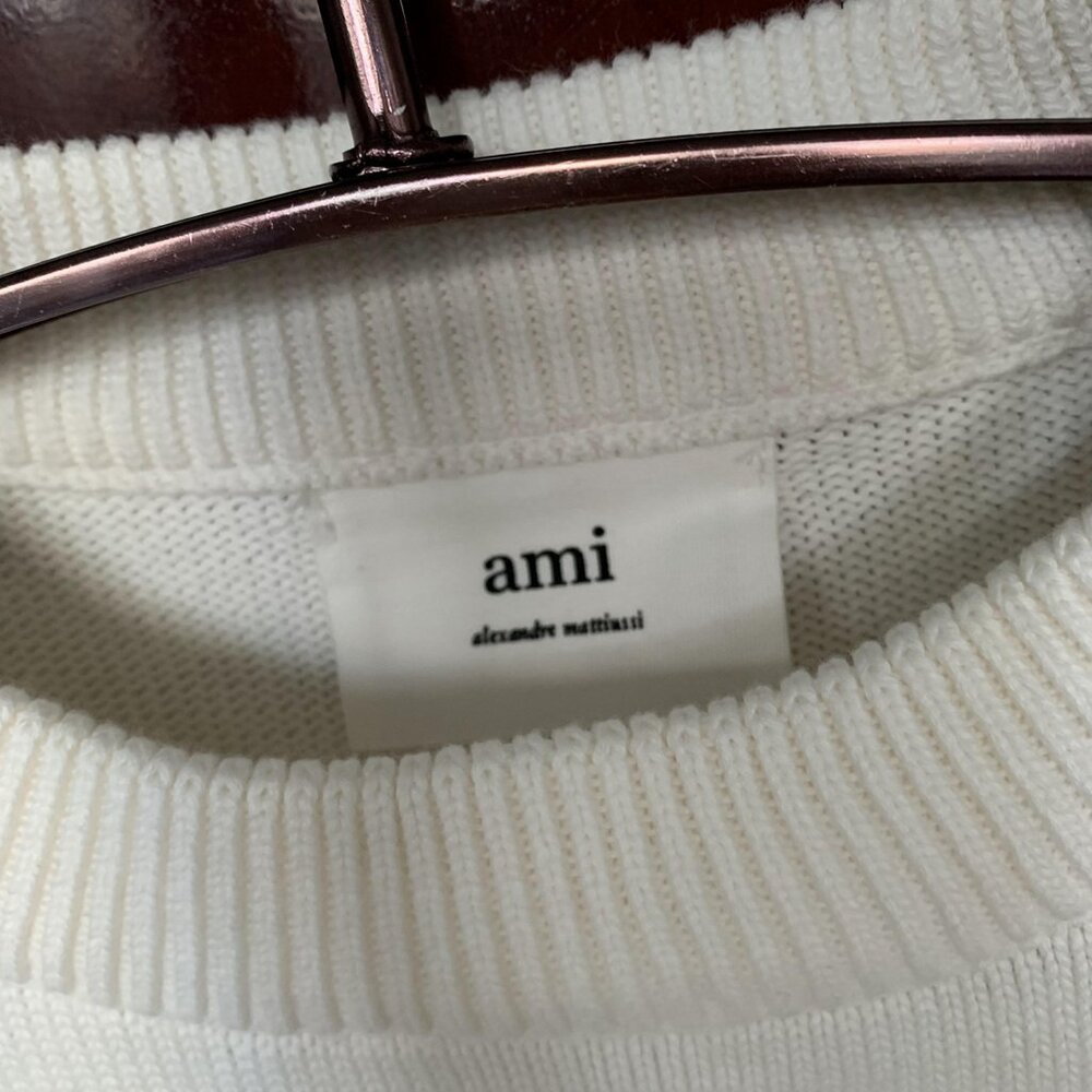 AMI Red heart white crew neck sweater women S size - Picture 3 of 5